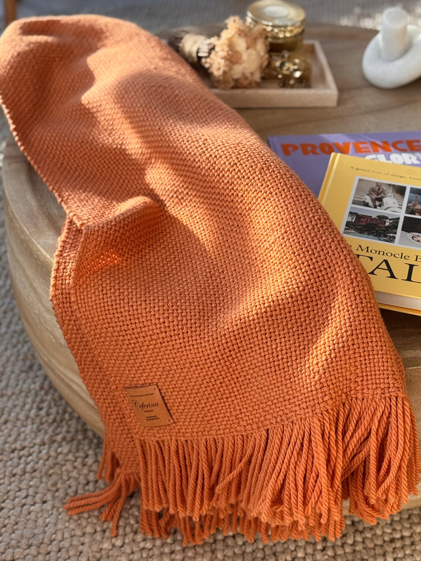 HAND-SPUN RAW WOOL THROW, AZTECA
