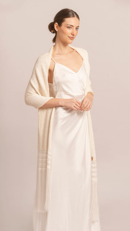 HAND-KNITTED SILK & MERINO SHAWL, SILK & MERINO