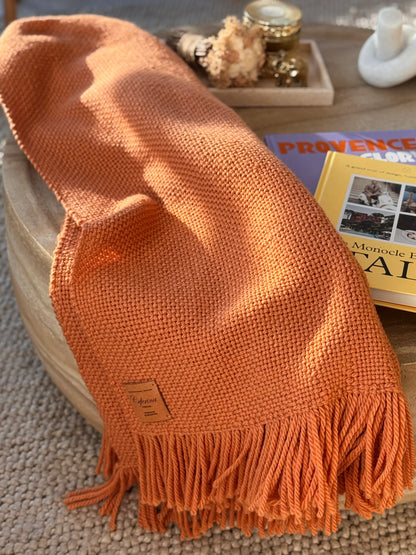 HAND-SPUN RAW WOOL THROW, AZTECA