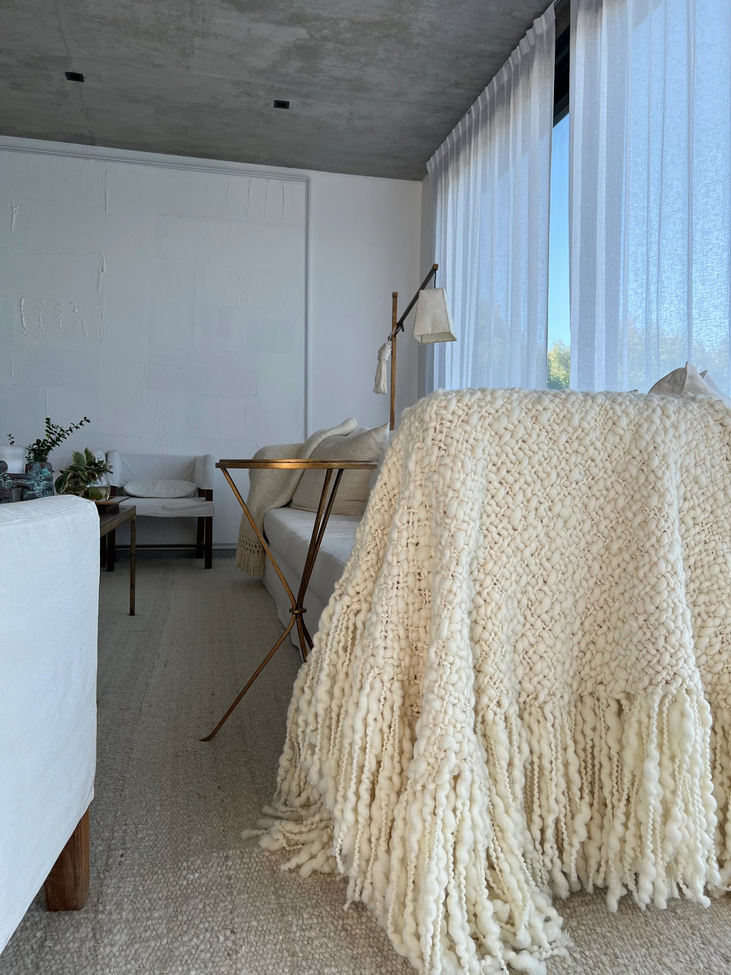 TEXTURED PURE WOOL THROW, CLOUDY