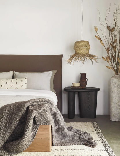 FLAMA HERITAGE THROW in Grey - Draped over the foot of a bed 