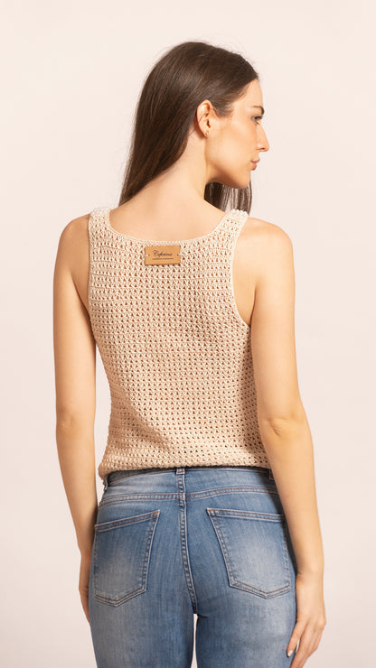 PEARL-EMBELLISHED COTTON TANK TOP, PERLAS