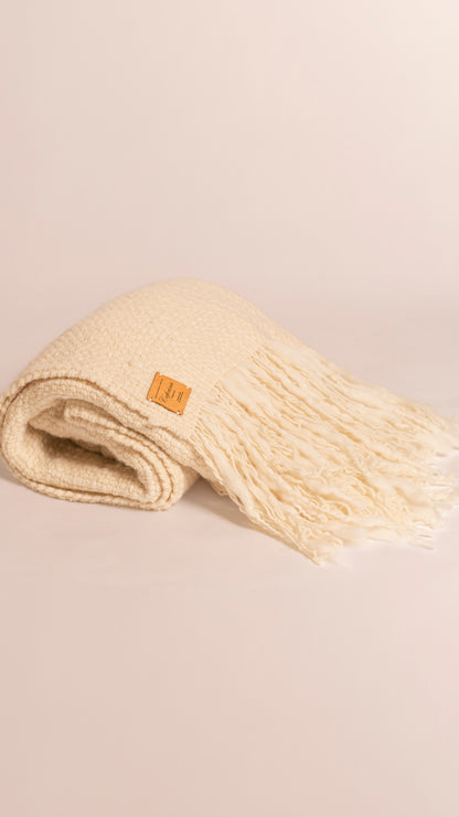 HAND-LOOMED PURE WOOL THROW, BOREAL