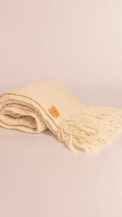 TEXTURED PURE WOOL THROW, CLOUDY