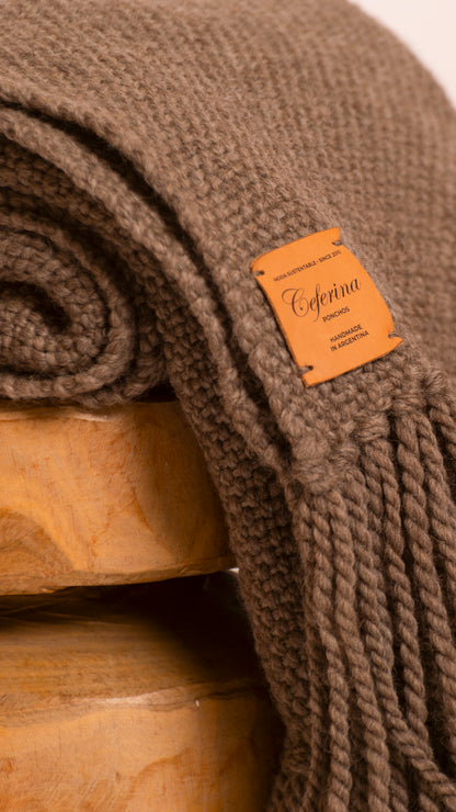 HAND-SPUN RAW WOOL THROW, AZTECA