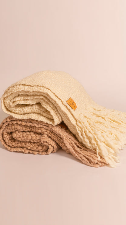TEXTURED PURE WOOL THROW, CLOUDY