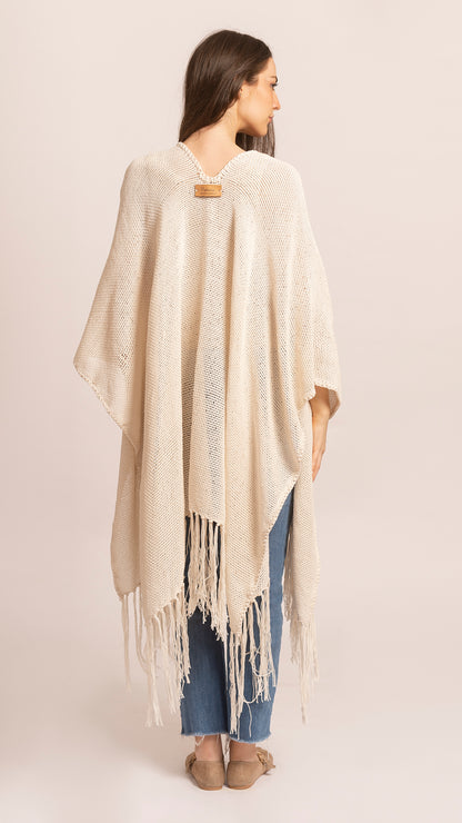 ETHEREAL HAND-LOOMED COTTON RUANA, PERU