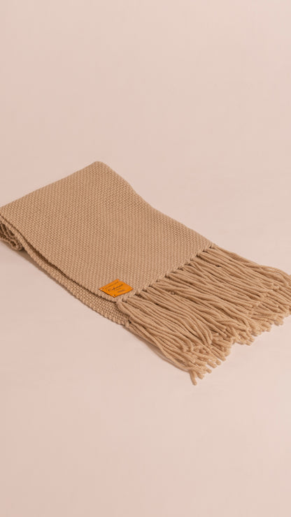 HAND-SPUN RAW WOOL THROW, AZTECA