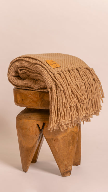 HAND-SPUN RAW WOOL THROW, AZTECA