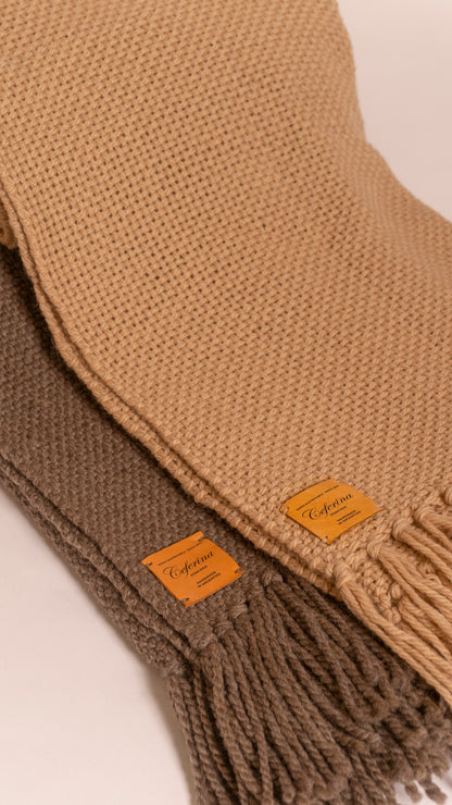 HAND-SPUN RAW WOOL THROW, AZTECA